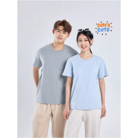 夏季高档男女式全棉正肩圆领短袖T恤220克百搭精梳棉文化衫_475