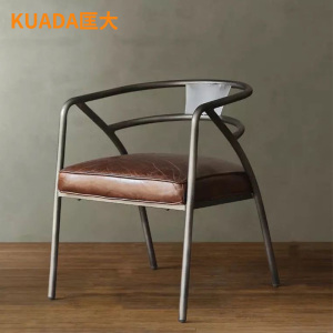 匡大现代铁艺工业风会议椅休闲椅 KD11047 咖色