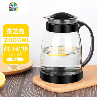 可高温家用冷水壶耐热茶壶凉水壶直烧水壶大容量泡茶壶果汁壶加厚 FENGHOU 经典款1600ML(粉盖)可明火加热