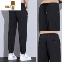 YANXU夏季冰丝空调裤男宽松速干夏天运动九分束脚休闲裤子男士2023新款