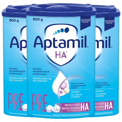[3罐装]Aptamil德国原装进口爱他美HA适度水解pre段0-6个月婴幼儿配方奶粉800g