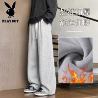 花花公子新款高品质摇粒绒 加绒加厚卫裤裤子男士 学生青少年卫裤