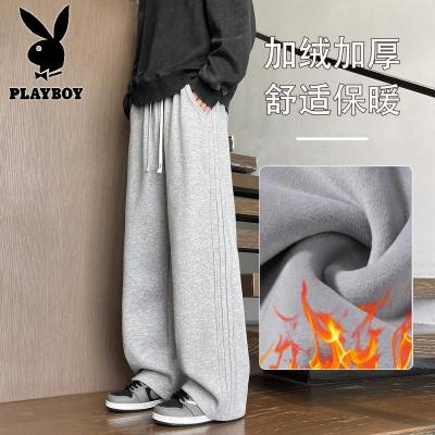 花花公子新款高品质摇粒绒 加绒加厚卫裤裤子男士 学生青少年卫裤