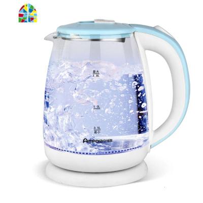 蓝光高硼硅玻璃烧水壶透明耐热家用养生自动断电泡茶水器1.8L宿舍 FENGHOU 天空蓝升级加厚304