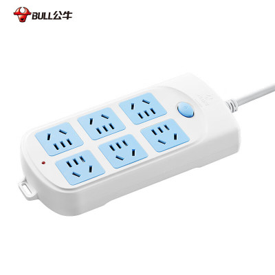  公牛(bull)GN-603全长1.8米6插位总控开关新国标带儿童保护门面板插座/接线板/排插/拖线板/插排白色