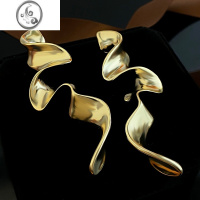 JiMi独特夸张扭曲转片长款耳环ins欧美小众设计感高级网红耳钉