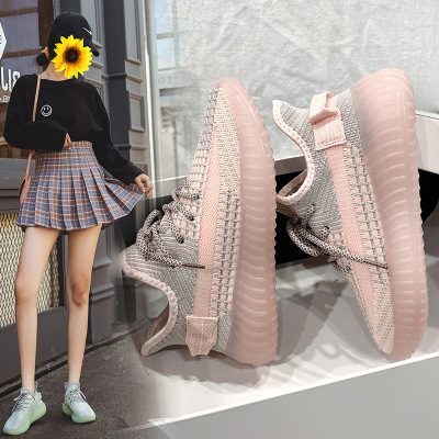 纳兰嘉措情侣飞织椰子鞋女2021春季新款韩版运动鞋女跑步男健身休闲鞋