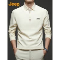 Jeep吉普纯棉长袖Polo衫男士秋季2025年新款商务通勤翻领t恤男装