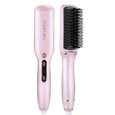 厂家直卖-康夫(CONFU)一梳直发梳懒人女两用卷发棒器夹板头发蓬松负离子直发梳负离子直发梳