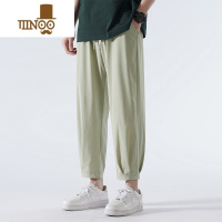 YANXU夏季冰丝裤男超薄款速干直筒运动裤高弹垂感小脚冰感阔腿休闲九分