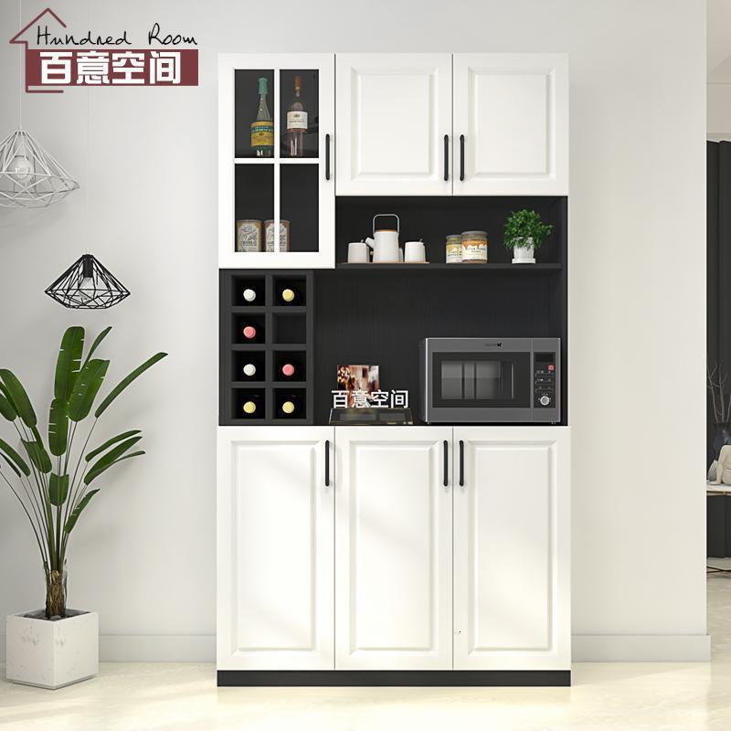 森美人定制现代简约餐边柜客厅展示酒柜北欧多功能储物柜餐厅微波炉碗柜