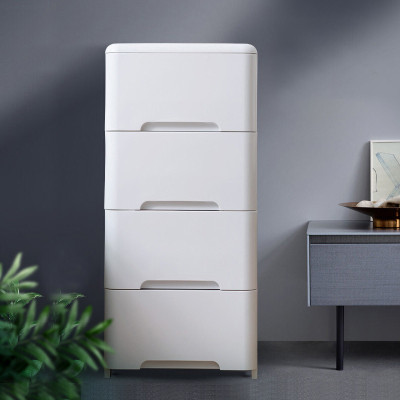 JEKO&JEKO儿童衣柜储物柜塑料收纳箱抽屉式收纳柜五斗柜整理柜子宝宝夹缝柜四层组装式SWB-5584灰白
