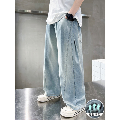 儿童牛仔裤2025夏季新款中大童时尚束脚软牛仔裤子男童防蚊裤