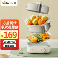 小熊(Bear)煮蛋器电蒸锅蒸蛋器多功能家用早餐包子电热煮锅旋钮定时自动断电单双层 组合煮蛋 双层ZDQ-E12R2