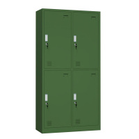 正斌铁皮更衣柜宿舍储物柜钢制内务柜制式绿皮衣帽柜子绿色4门更衣