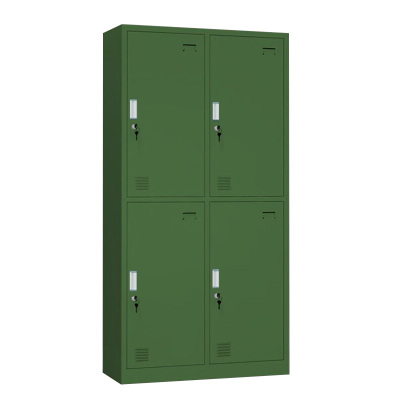 正斌铁皮更衣柜宿舍储物柜钢制内务柜制式绿皮衣帽柜子绿色4门更衣
