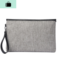 文艺灰色韩版男士手抓包潮流帆布手拿包商务休闲文件包IPAD包男包NEW LAKE 气质灰男士手拿包