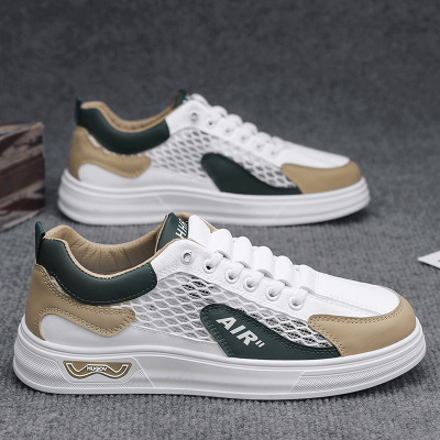 男鞋夏季低帮透气休闲平底拼色男士潮流套脚时尚舒适百搭日常板鞋