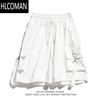 HLCOMANBOYUE帛跃工装飘带短裤夏季韩版设计感机能少年感bf风五分裤男生