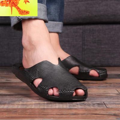 夏季防水越南拖鞋潮流半拖凉鞋拖男士防滑包头潮男沙滩鞋套鞋胶鞋简畅