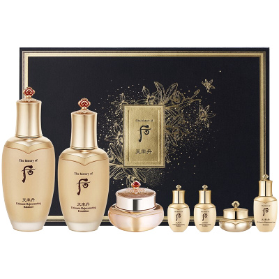 Whoo后套装盒套装护肤化妆品保湿 面部护肤套装礼盒 天率丹水乳面霜七件套装(高保湿)