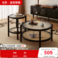 全友家居法式复古组合茶几小户型高矮圆形边几客厅家具休闲置物桌