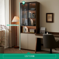 全友家居新中式书柜玻璃展示柜书房文件柜落地靠墙收纳储物柜