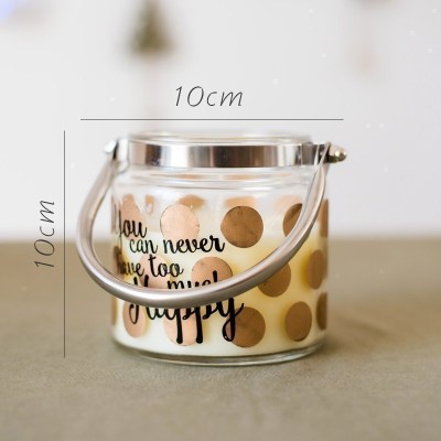 美帮汇香薰蜡烛装饰摆件 杯蜡罐蜡大豆蜡蜂蜡 风灯蜡(香槟波点)亚麻香