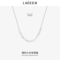 925纯银小方块项链女春夏2025新款轻奢小众设计感高级锁骨链配饰送女朋友老婆情人节七夕生日礼物