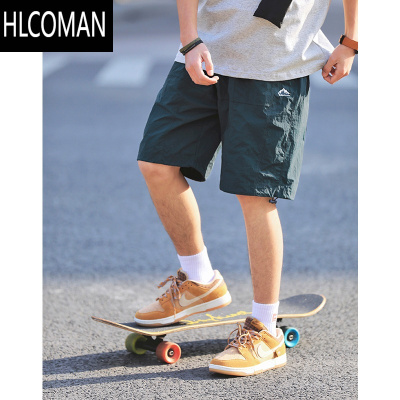 HLCOMAN夏季薄款速干短裤男潮牌宽松直筒沙滩裤山系复古休闲百搭五分裤子