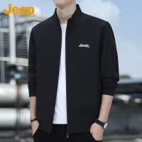 Jeep吉普立领夹克男士黑色外套2025年春季新款休闲防风冲锋上衣男