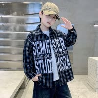 儿童装男童外套春秋款新款酷帅秋季男孩衬衫中大童秋装衣服潮