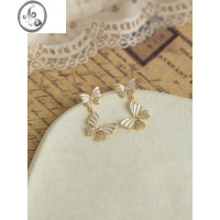 JiMi轻奢锆石蝴蝶耳环女小众设计耳饰高级感无耳洞蚊香盘耳夹