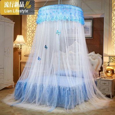 圆形吊顶蚊帐公主风欧式吸顶圆顶蚊帐1.5米/1.8/2.0m床蚊帐 三维工匠