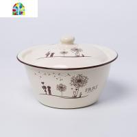 加厚搪瓷碗 带盖汤碗 怀旧搪瓷洗手盆 经典老式猪油盆 FENGHOU 22cm蒲公英洗手碗TW159带盖