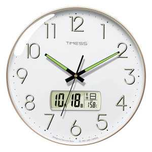 TIMESS夜光钟表挂钟客厅家用时尚创意挂墙简约轻奢免打孔时钟