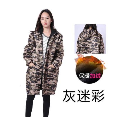 加绒迷彩大褂工作服男加厚仓管养殖长款搬运劳保工作服防尘蓝大褂威珺