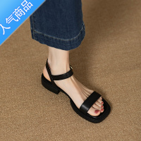 SUNTEK红青蜓全复古简约一字带罗马凉鞋女夏平底软底沙滩露趾大码鞋