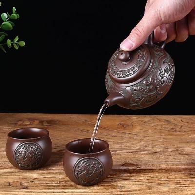 家柏饰(CORATED)紫砂壶手工仿古茶壶大号容量泡茶壶单壶陶瓷家用茶具茶杯套装