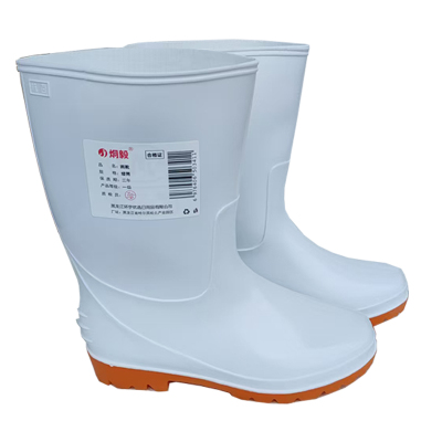 炯毅 白色雨鞋 食品厂中高筒防水防油防滑耐磨水鞋雨靴 雨靴矮筒 双
