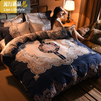 加厚磨毛结婚四件套网红款棉床笠棉床单被套家纺床上复古冬季 三维工匠