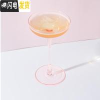 三维工匠仪式感十足丨少女创意香槟杯鸡尾酒调酒水晶玻璃杯复古阔口浅碟杯 透明粉红色