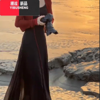 YIBUSHENG时尚连衣裙女季洋气质显瘦薄款冰丝针织防晒衫吊带裙长裙两件套