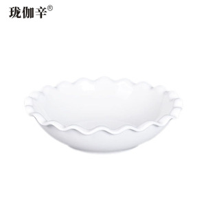 珑伽辛 白色陶瓷太阳碗 菜碗 9英寸/个