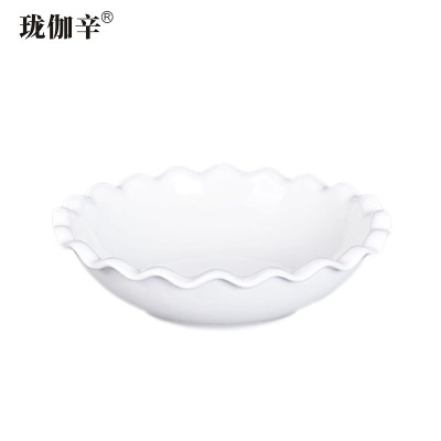 珑伽辛 白色陶瓷太阳碗 菜碗 9英寸/个