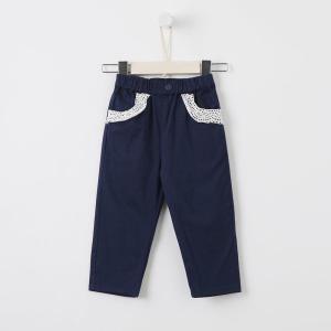 [2件2折价:19]米喜迪mecity童装夏装新款女童袋口花边装饰梭织长裤