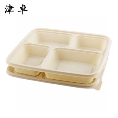 津卓 可降解一次性餐盒四格快餐盒(200套)4格 箱