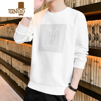 YANXU男装潮牌韩版潮流秋衣上衣打底衫加绒内搭男士款圆领长袖t恤