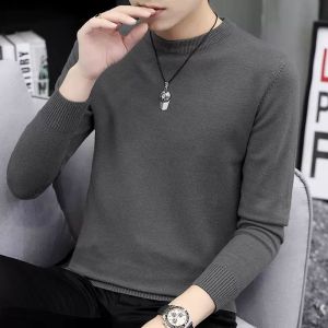 2023新款圆领毛衣男韩版秋冬季潮流内搭针织打底衫长袖黑色毛线衣