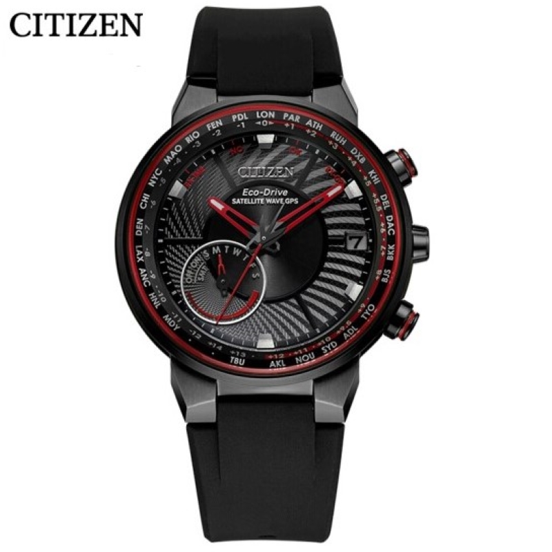 国行 西铁城(citizen)手表光动能卫星对时红色指针深层防水运动时尚男